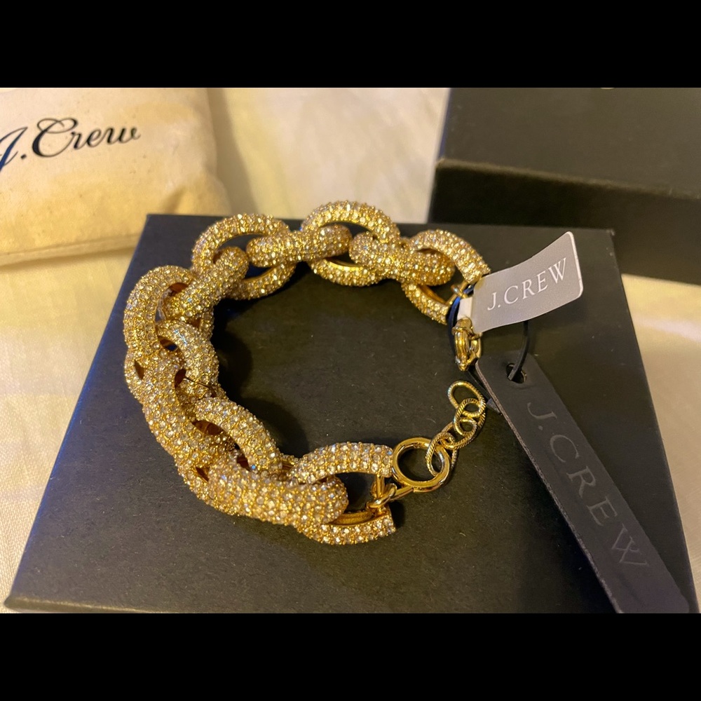 NWT J. Crew Classic Pave Link Bracelet
